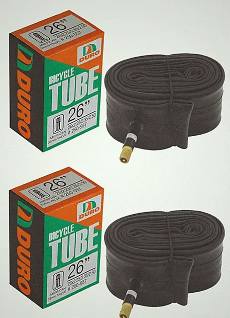2 DURO BICYCLE 26 x 2.25/2.35/2.50 TUBE 33MM STANDARD AMERICAN/SCHRADER VALVE.